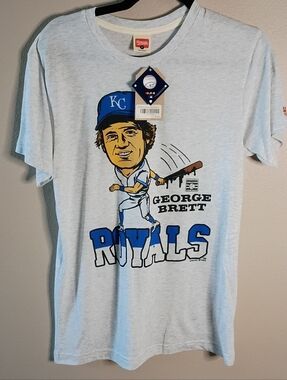 Homege Royals George Brett T-Shirt Gray Graphic Print Baseball Size S NWT